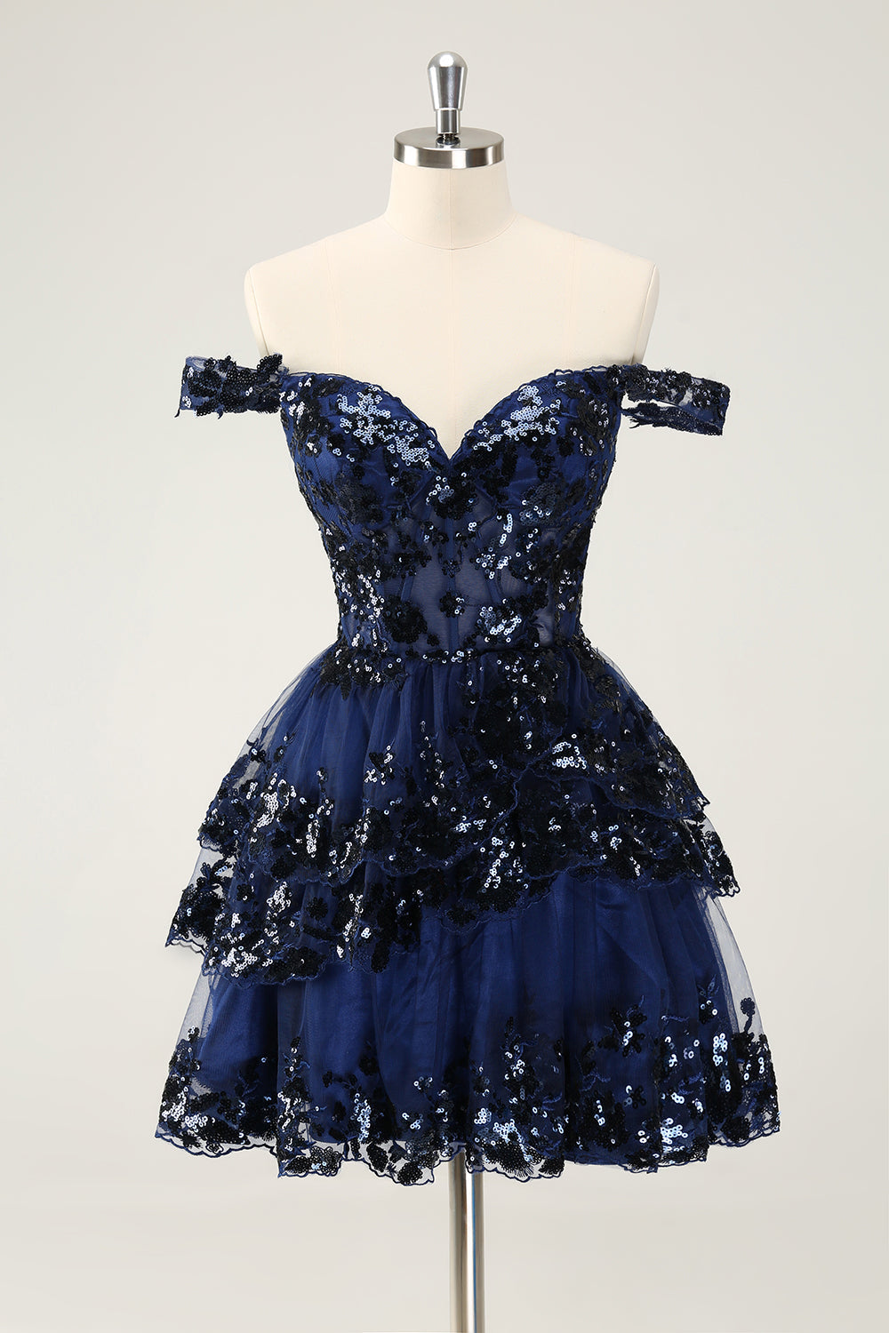 Cute Sparkly Hot Pink A-Line Tiered Corset Lace Short Homecoming Dress