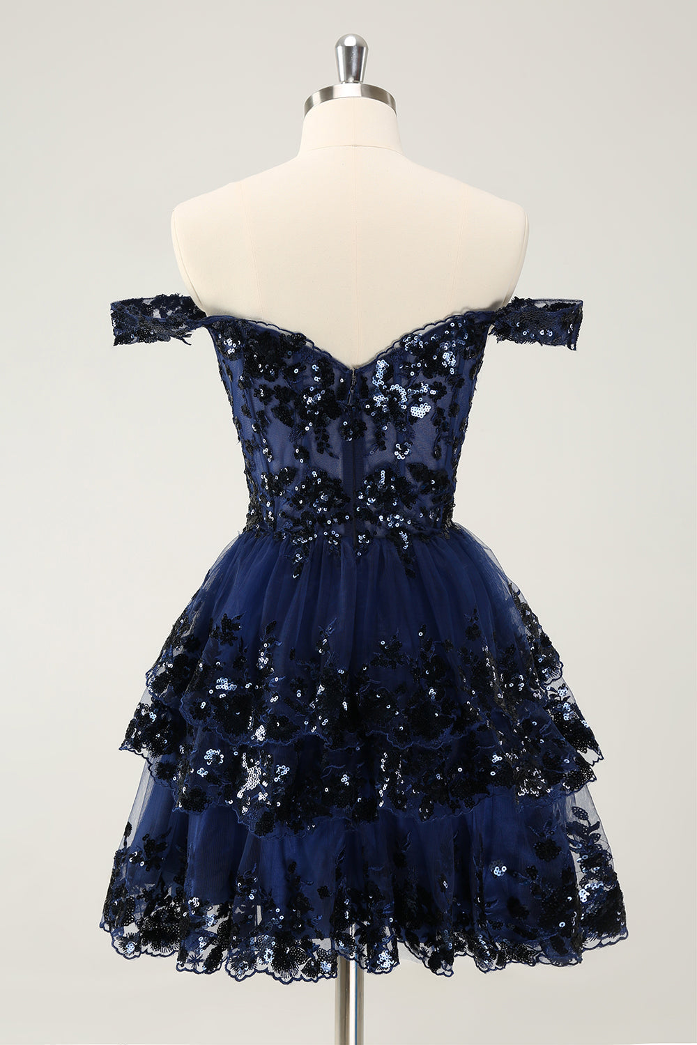Cute Sparkly Hot Pink A-Line Tiered Corset Lace Short Homecoming Dress