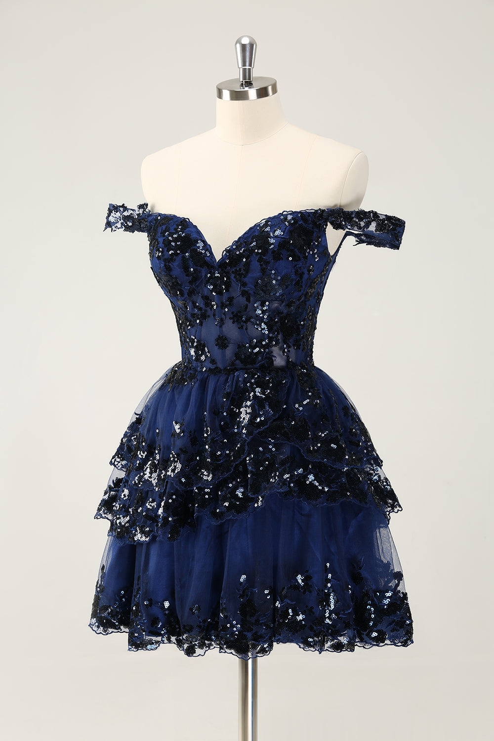 Cute Sparkly Hot Pink A-Line Tiered Corset Lace Short Homecoming Dress
