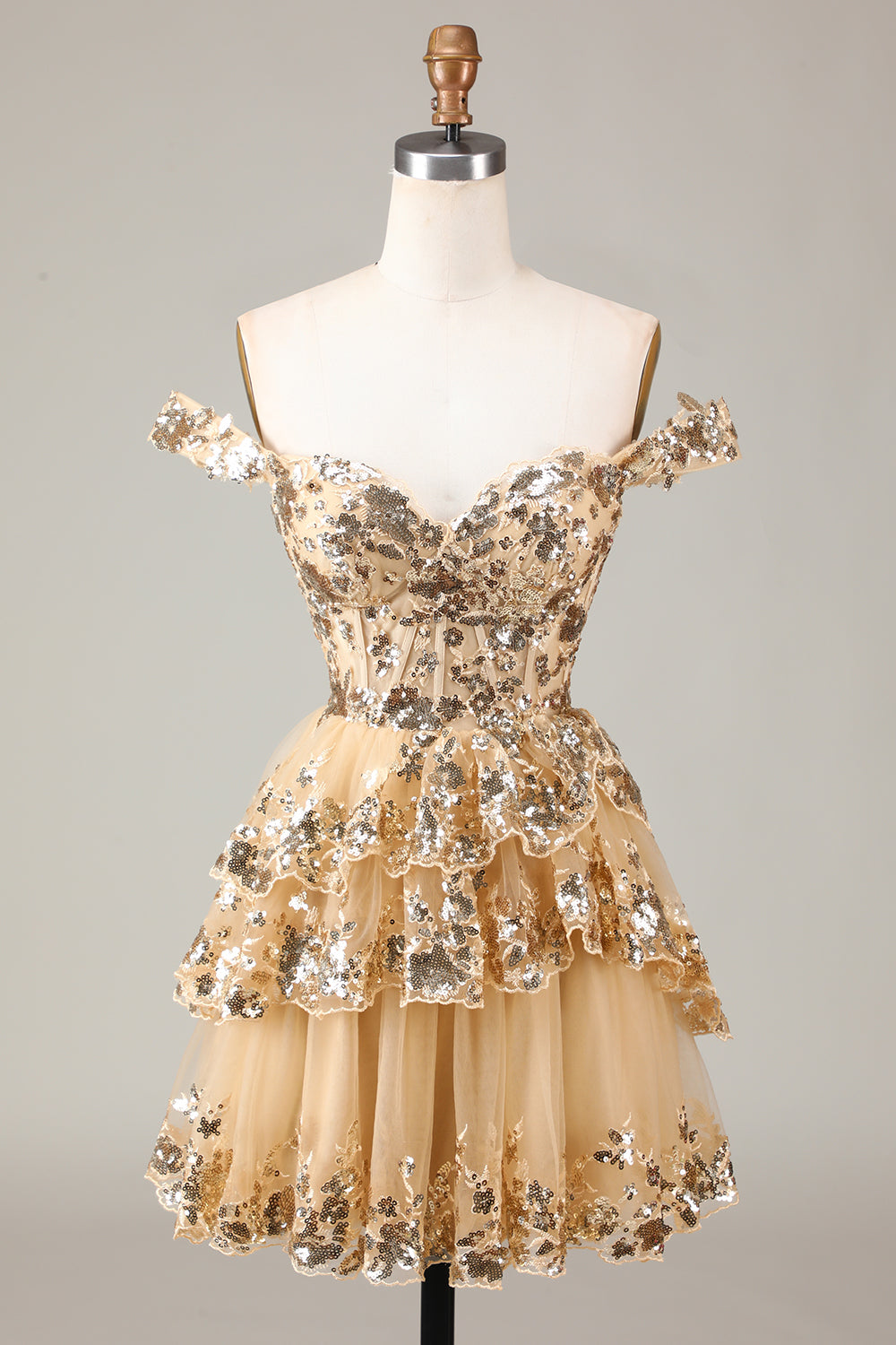 Cute Sparkly Hot Pink A-Line Tiered Corset Lace Short Homecoming Dress