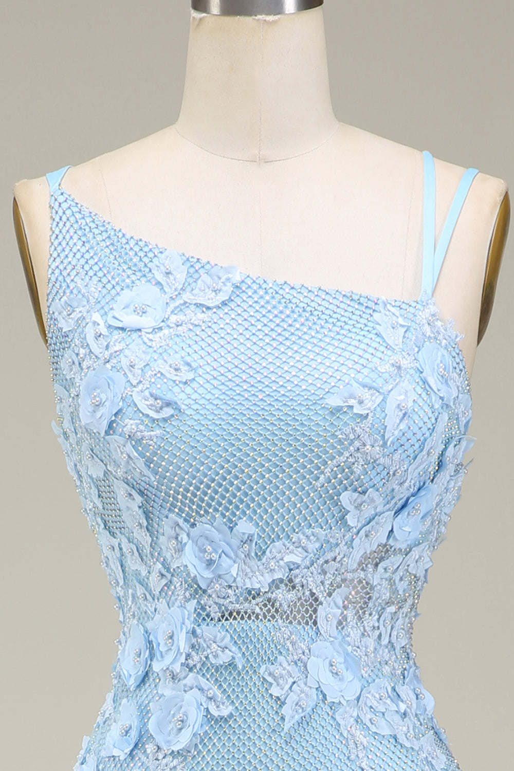 Stylish Mermaid Light Blue Long Prom Dress with Appliques