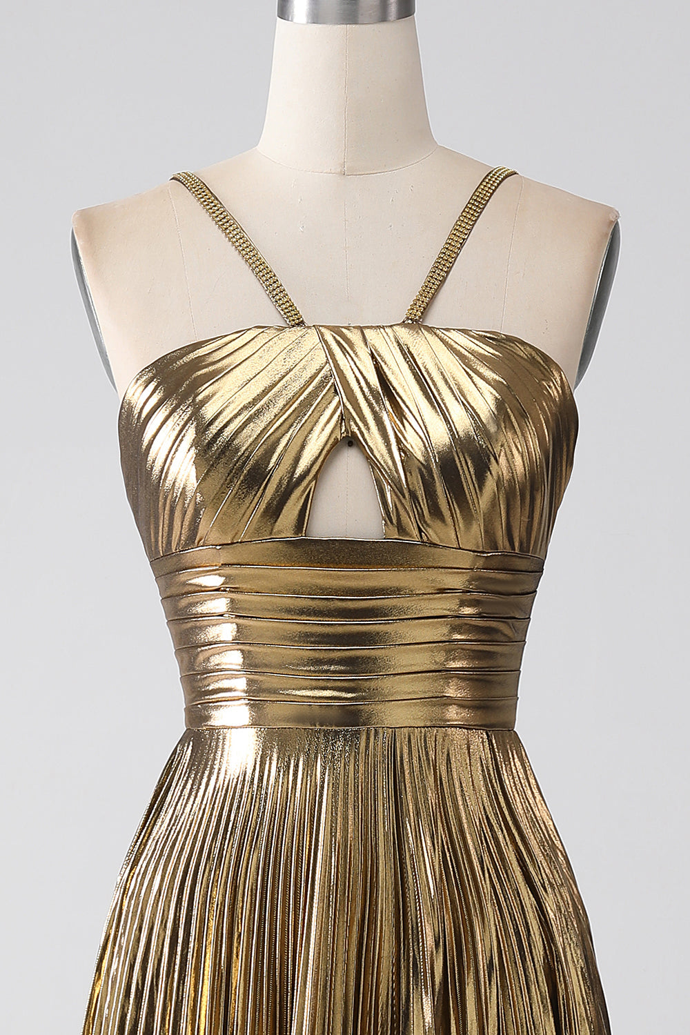 Robe de bal plissée, ligne A, couleur rose vif, avec bretelles fines, fente et paillettes