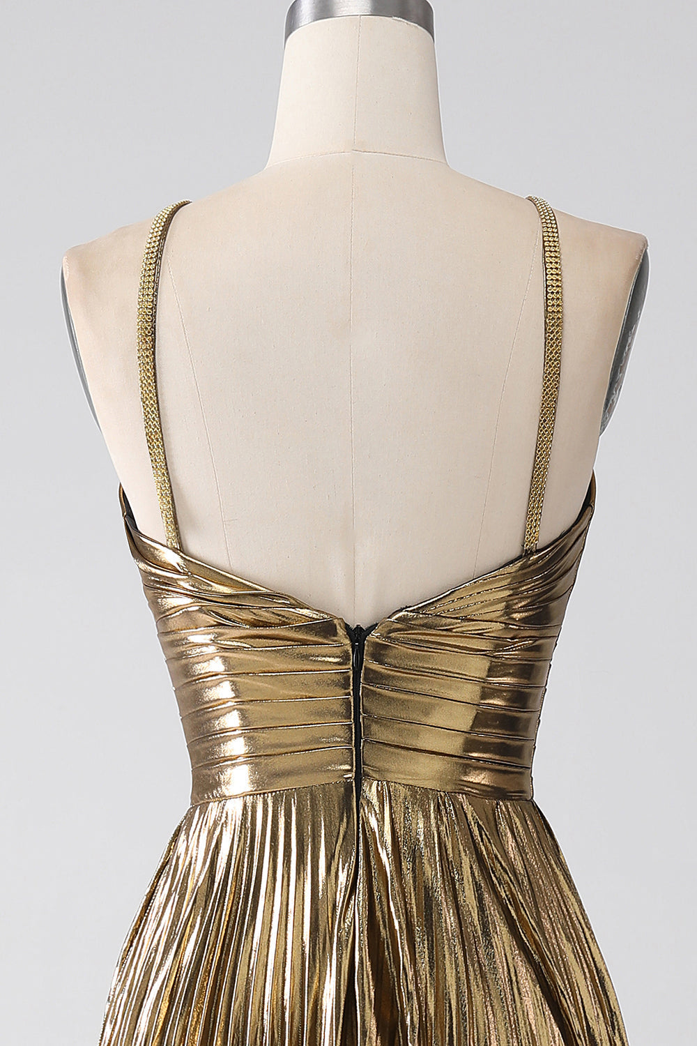 Robe de bal plissée, ligne A, couleur rose vif, avec bretelles fines, fente et paillettes