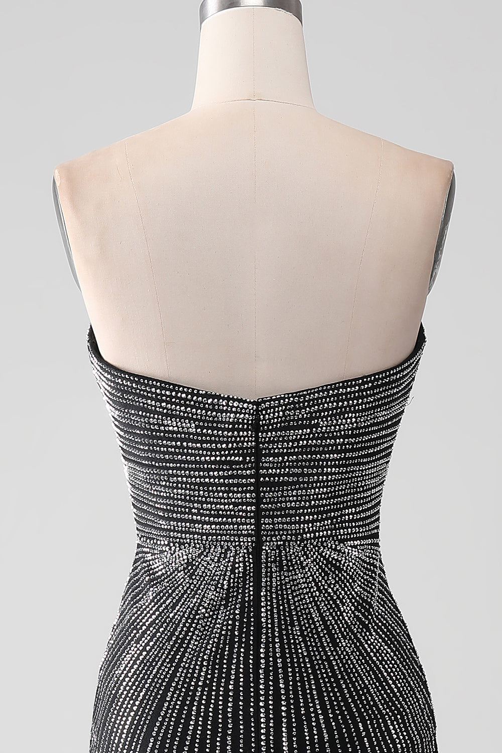 Robe de bal sirène bustier noire à paillettes avec fente