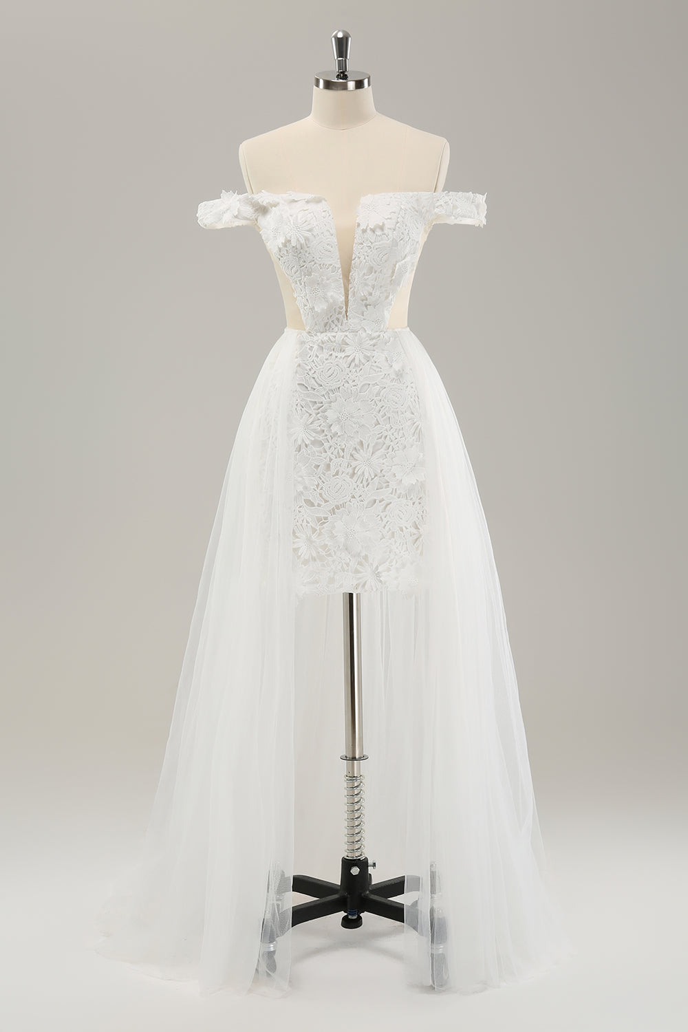 Robe de mariée bustier coupe évidée avec tulle amovible