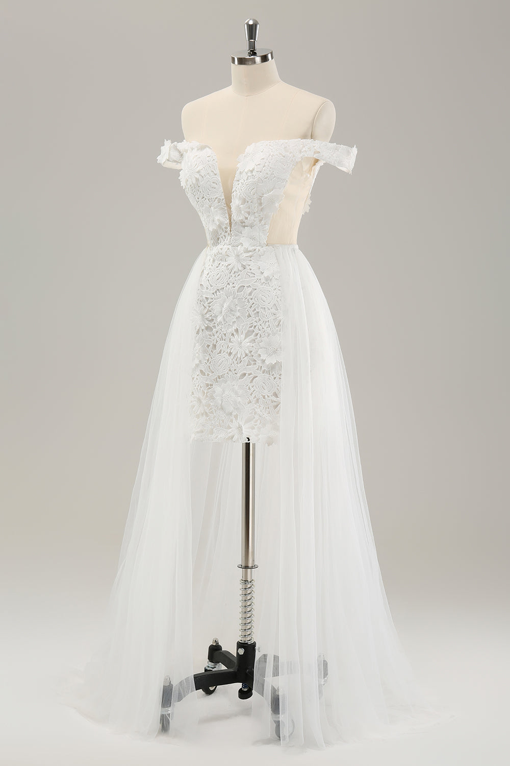 Robe de mariée bustier coupe évidée avec tulle amovible