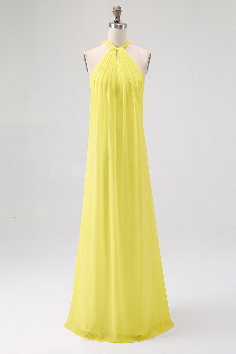 Elegant Sky Blue Halter Chiffon Formal Dress
