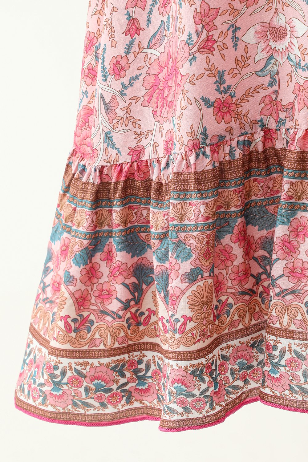 Robe bleue style bohème à fines bretelles
