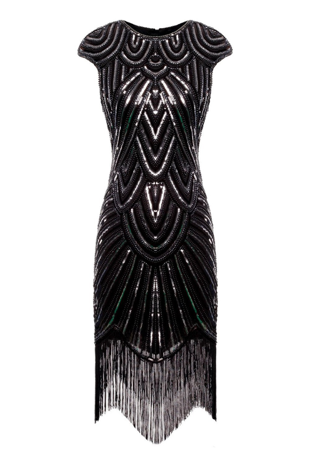 Golden Gatsby Glitter Fringe 1920s Flapper Dress