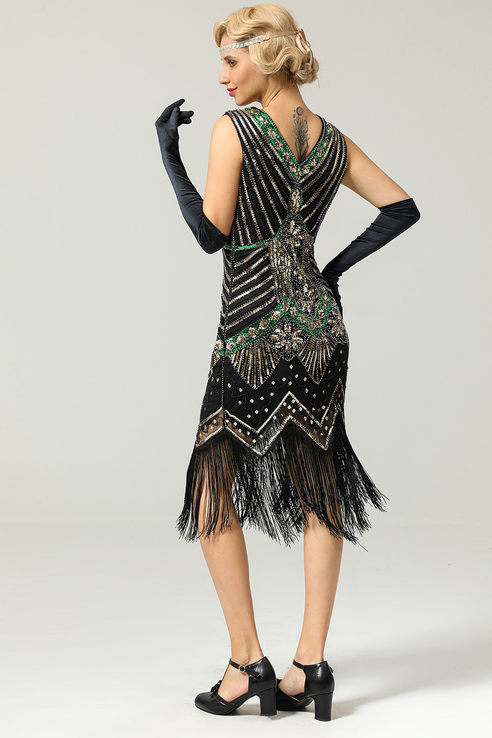 Robe Charleston Bleu Roi Pailleté Franges Gatsby Années 20