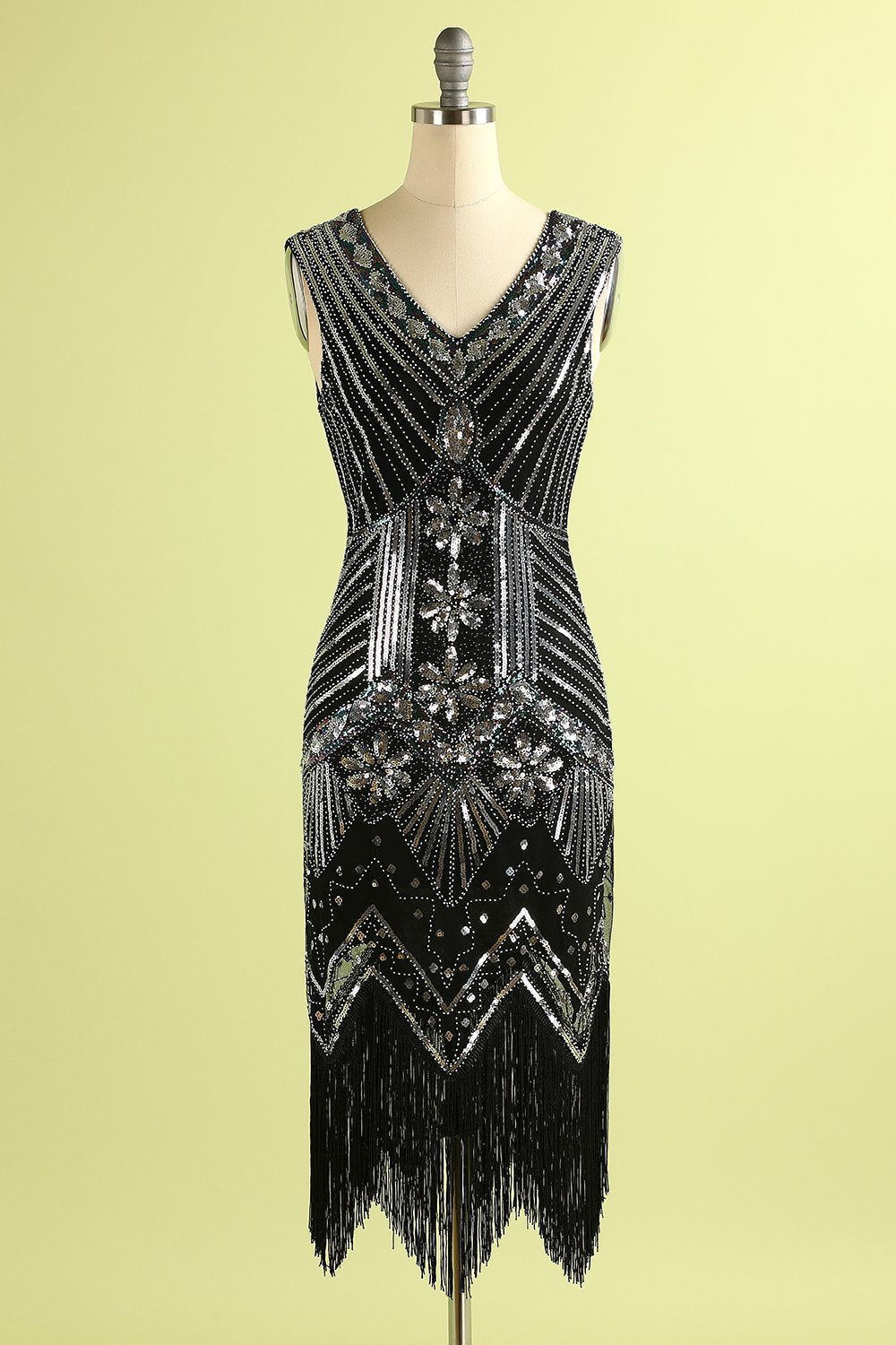 Robe Charleston Bleu Roi Pailleté Franges Gatsby Années 20