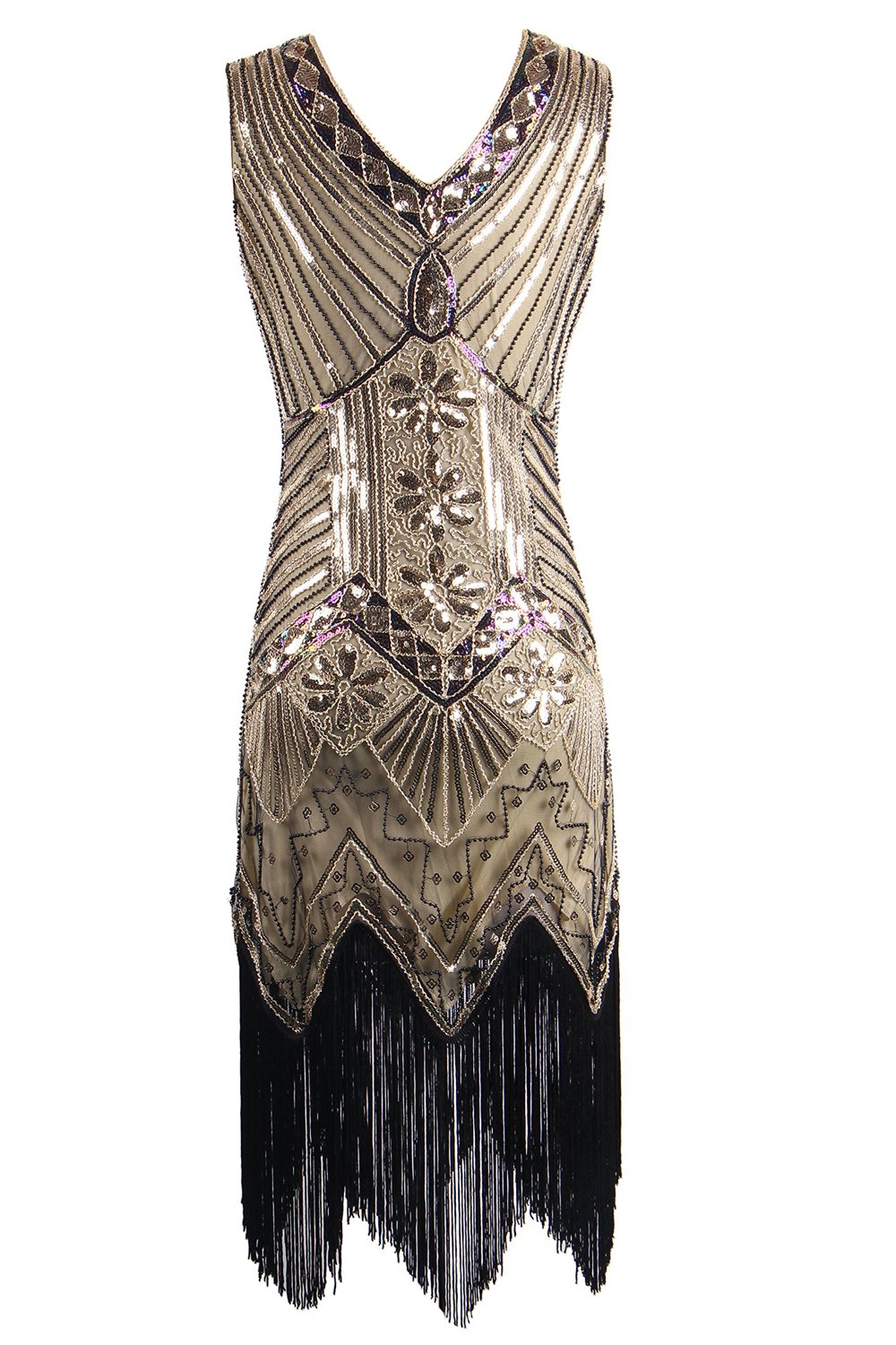 Robe Charleston Bleu Roi Pailleté Franges Gatsby Années 20