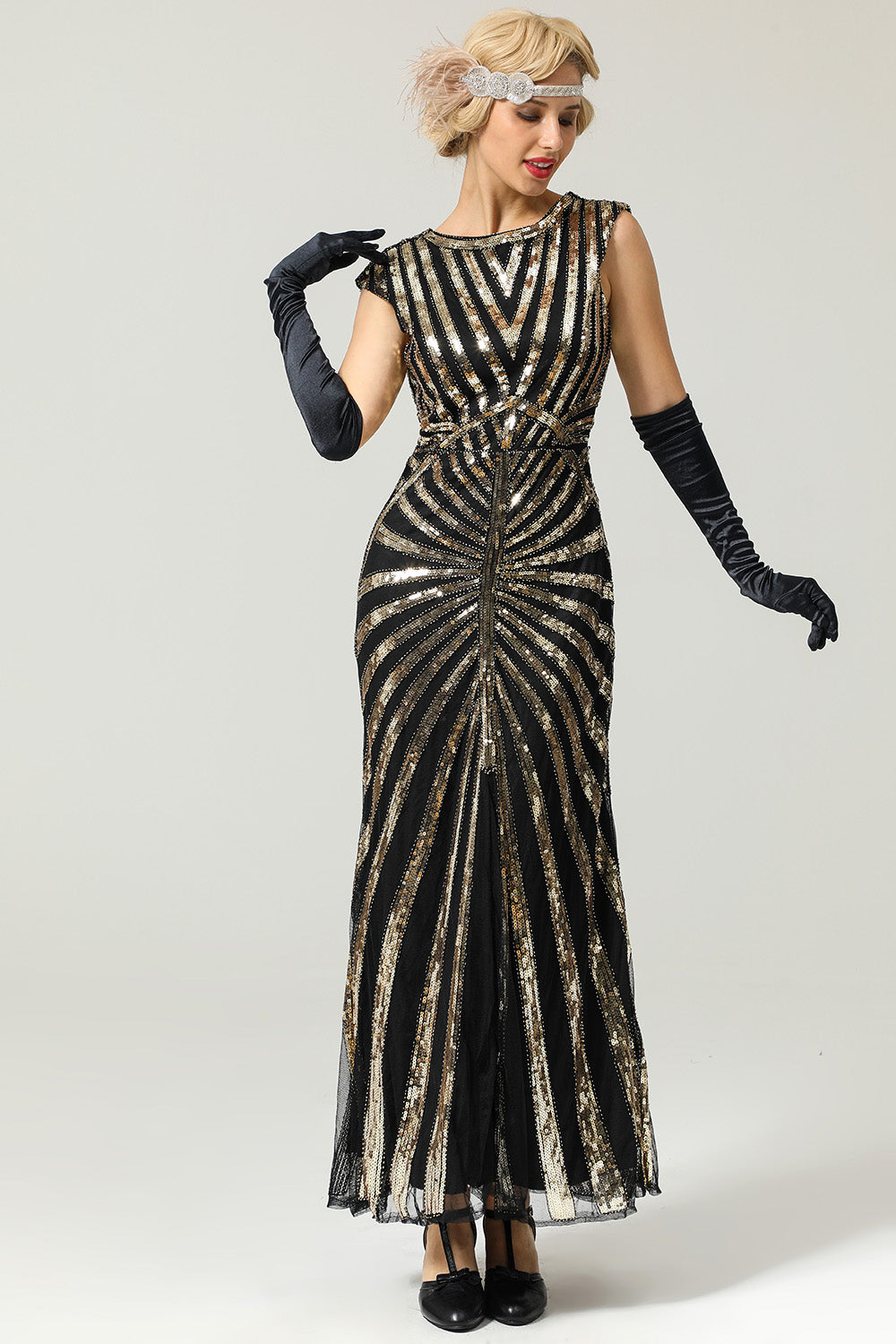 Robe Charleston sirène à sequins des années 20