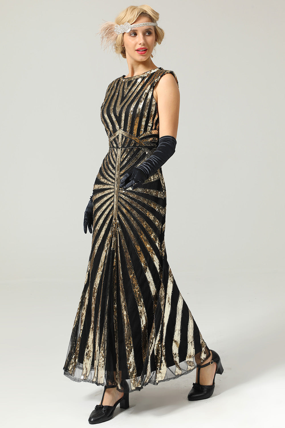 Robe Charleston sirène à sequins des années 20