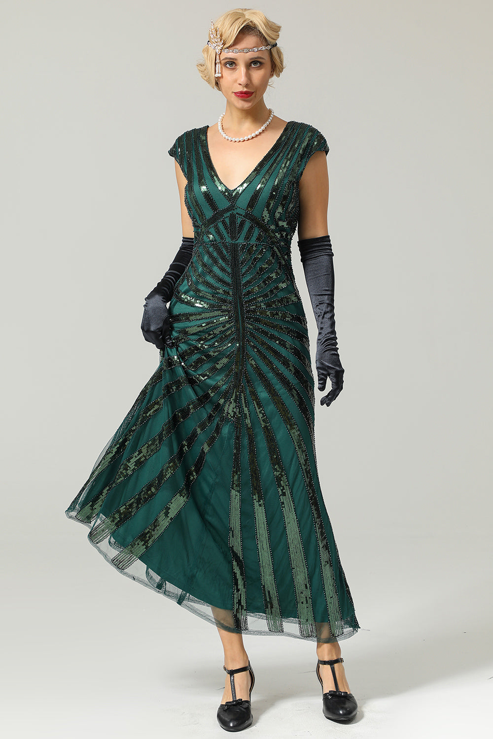 Robe Charleston sirène à sequins des années 20