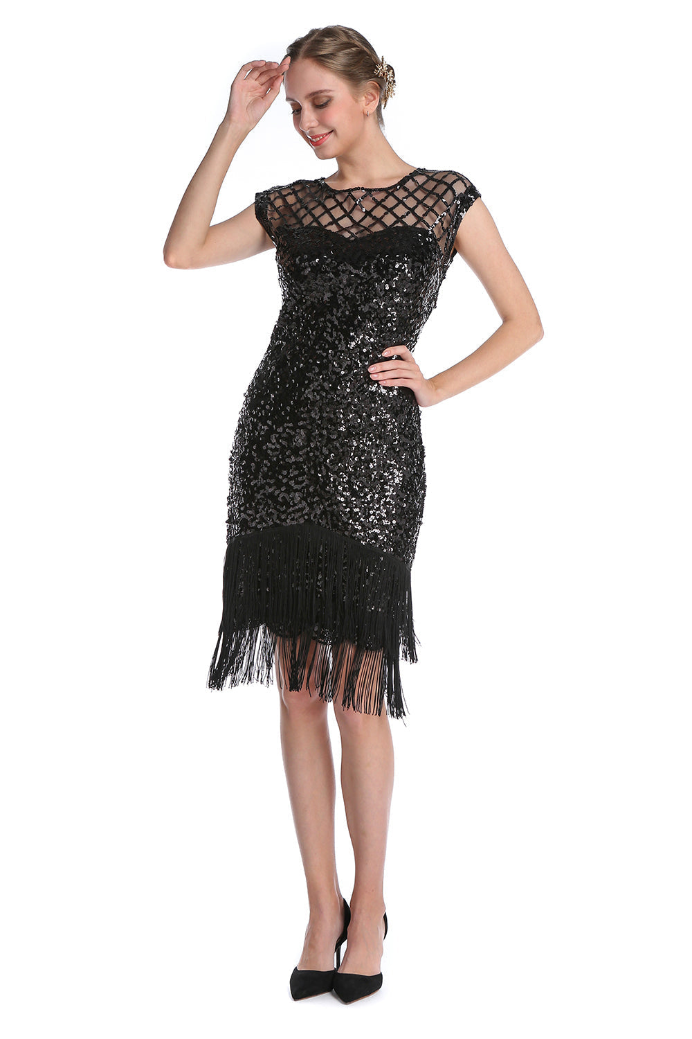 Pink Sequin Gatsby 1920s Flapper Dress