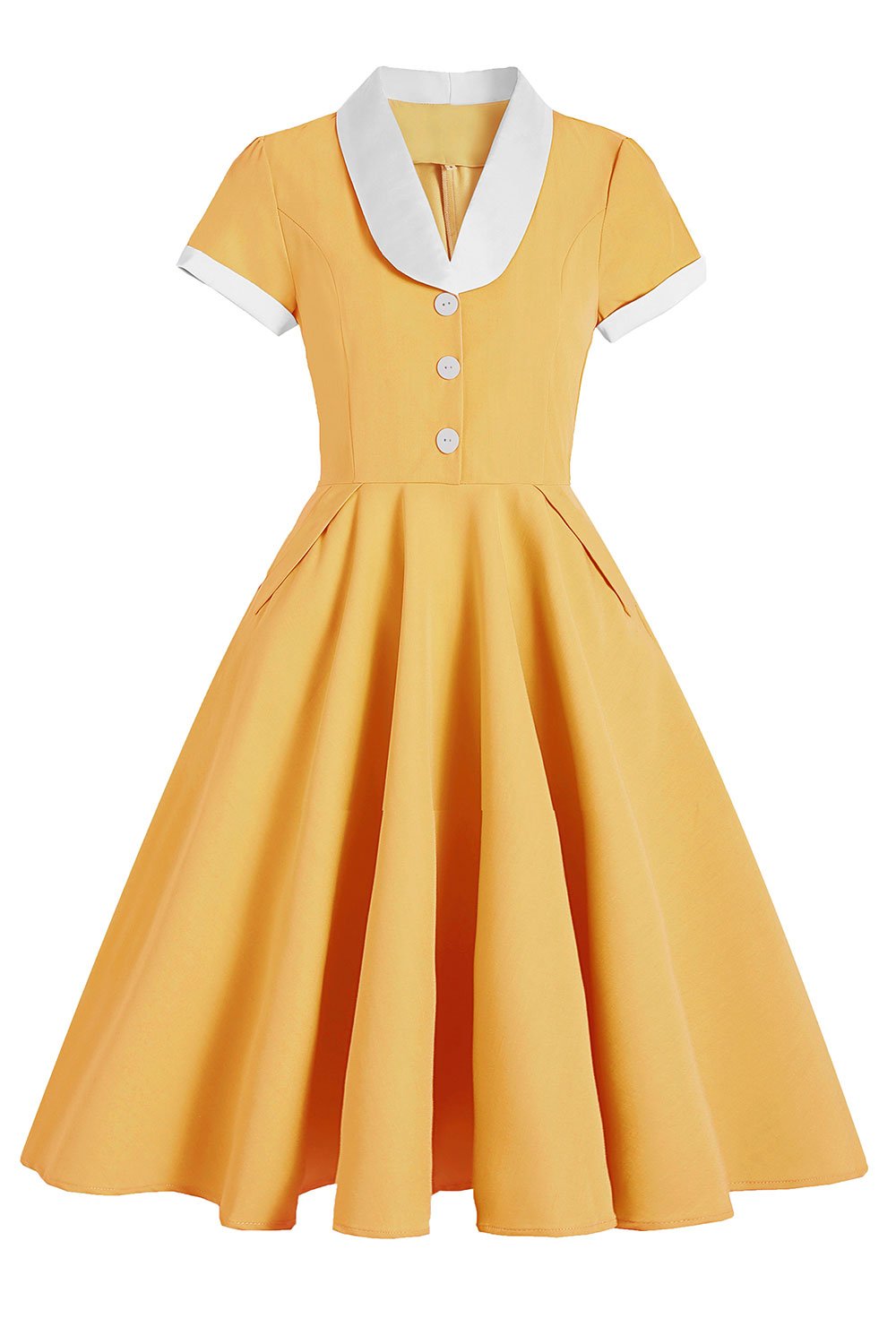 Robe Trapèze Bleue Années 50 avec Poches