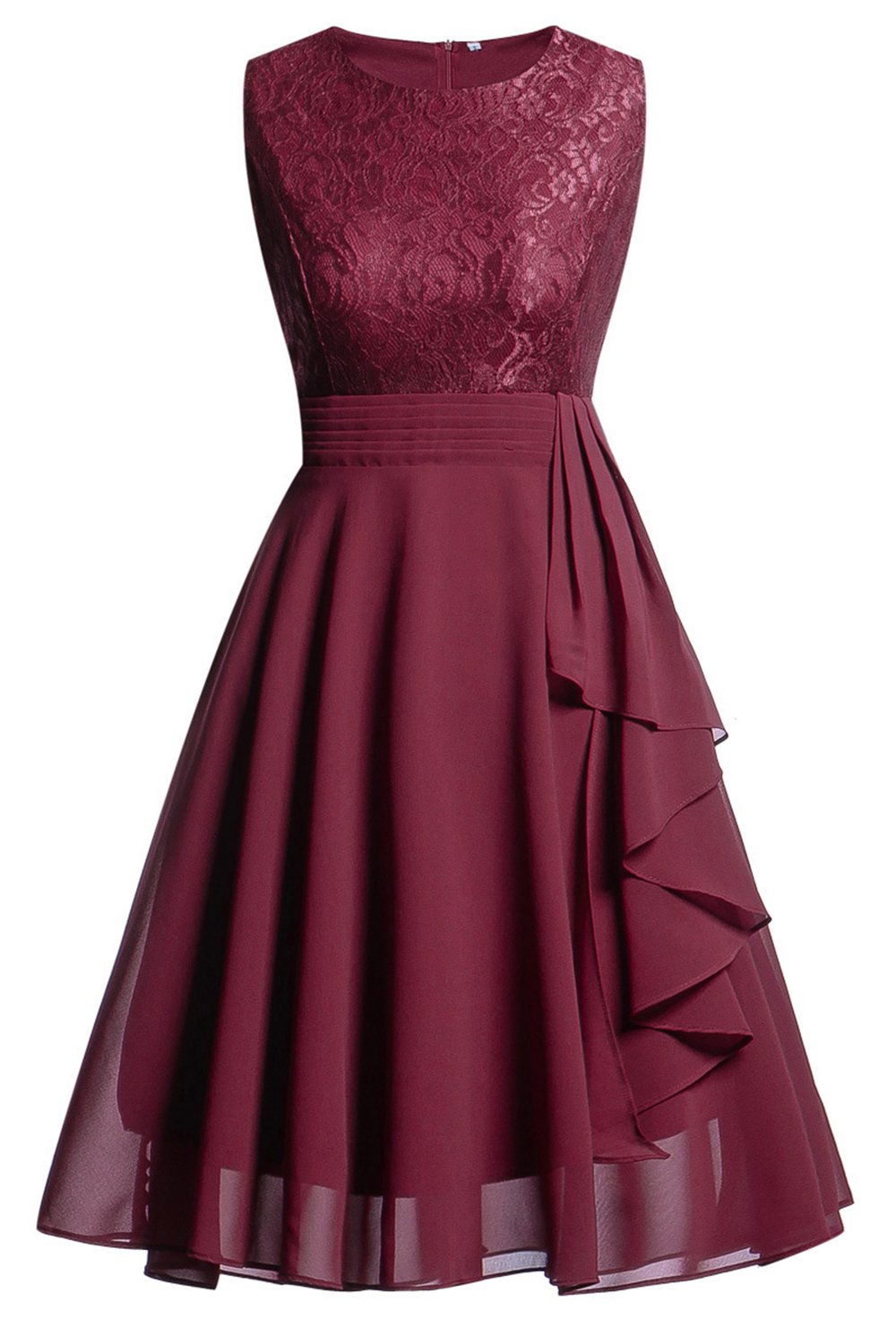 Robe de soirée de mariage en dentelle marine avec volants
