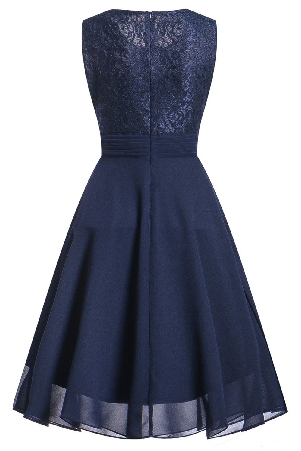 Robe de soirée de mariage en dentelle marine avec volants