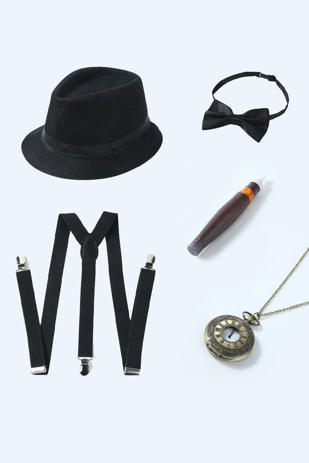 Khaki 1920s Accessories Set for Men