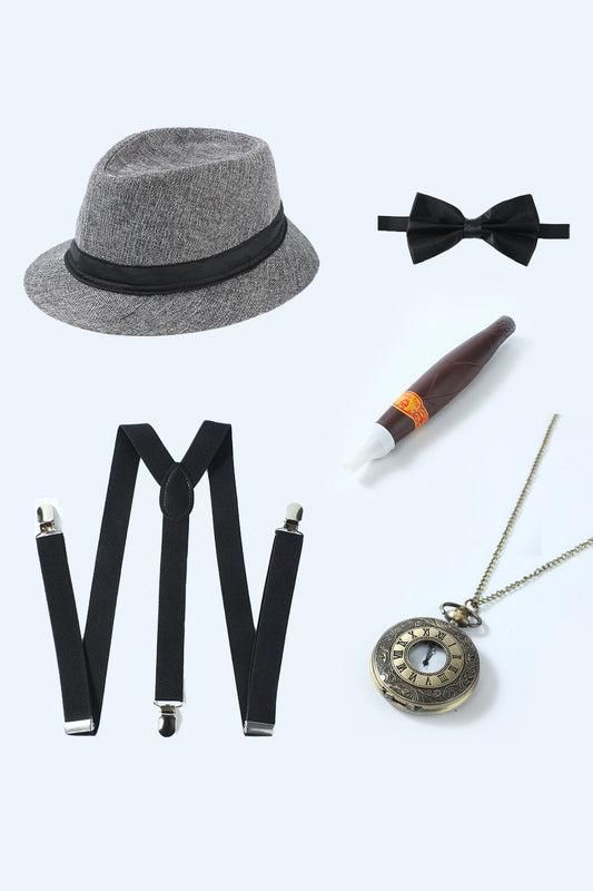Grey 1920s Men's Accessories Set