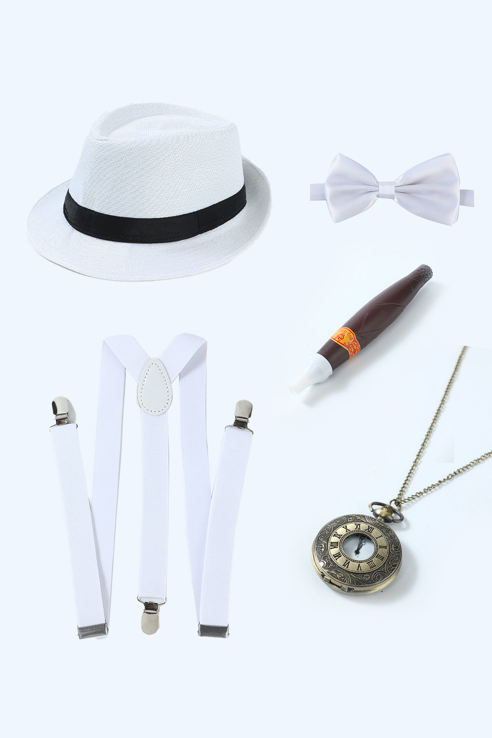 Khaki 1920s Accessories Set for Men