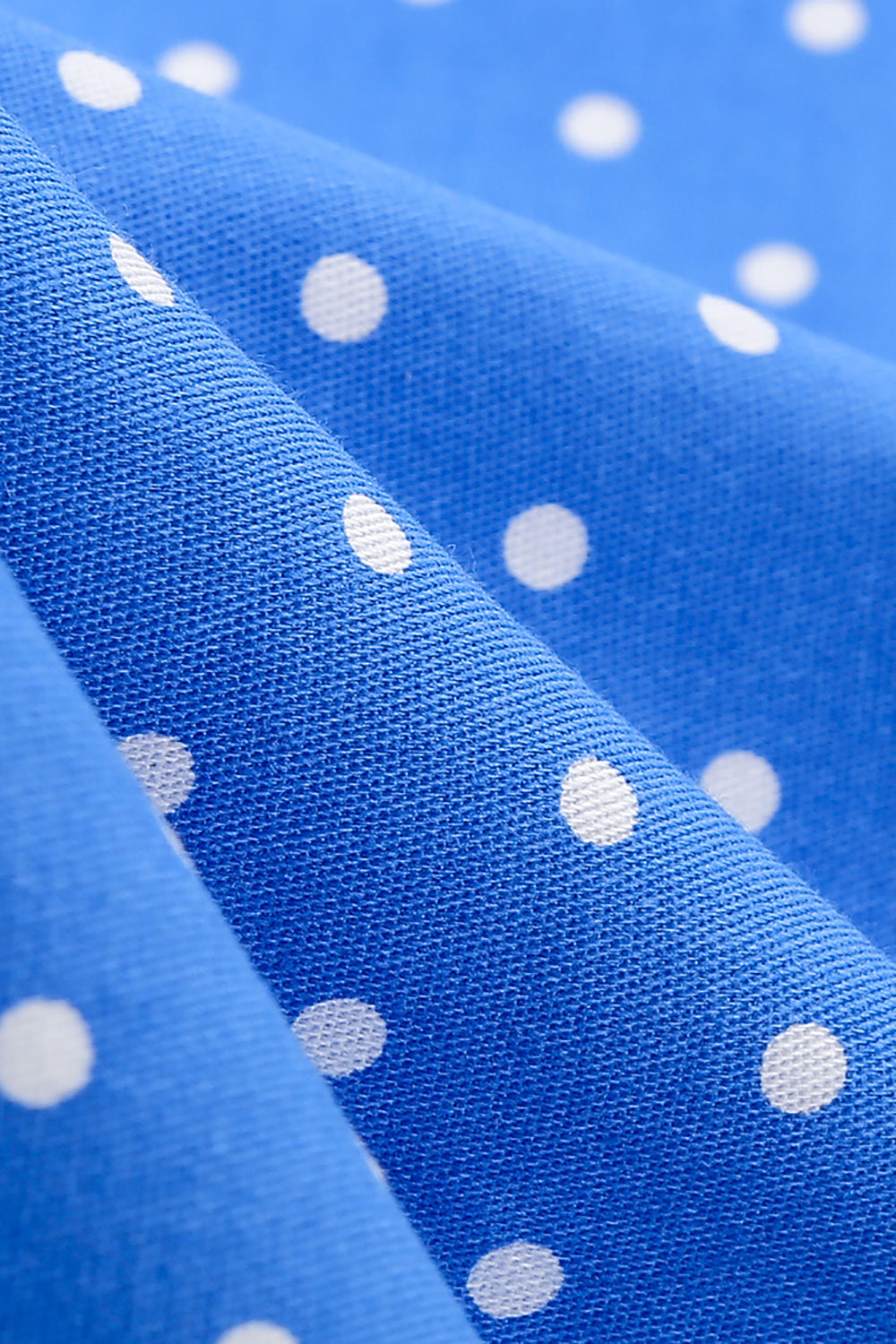Robe Vintage Dos Nu à Pois Bleus et Col Halter
