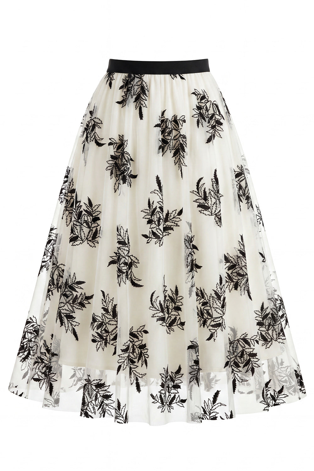 Jupon midi de princesse en tulle à fleurs 3D maille pour femme – Jupe longue évasée taille haute style fée