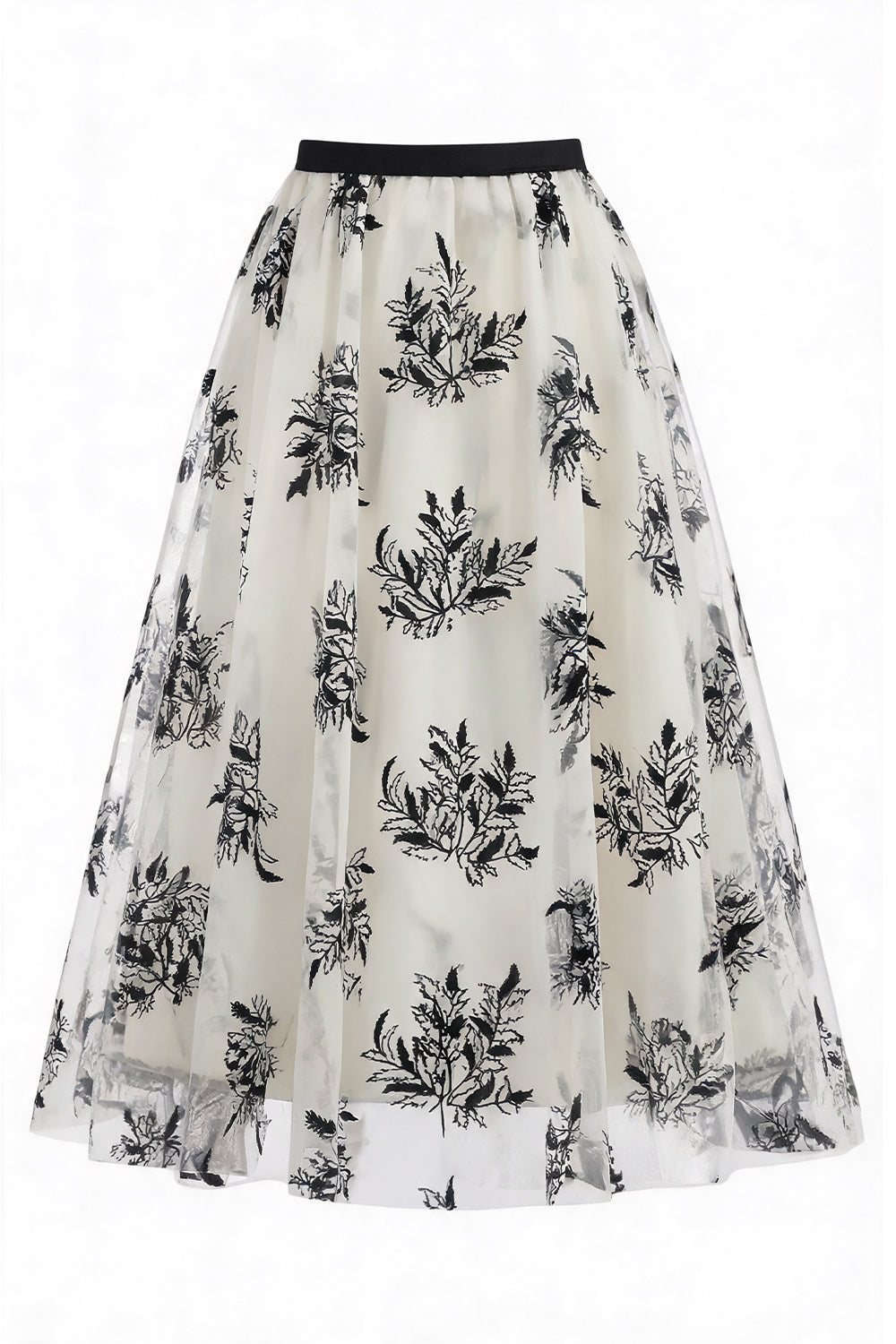 Jupon midi de princesse en tulle à fleurs 3D maille pour femme – Jupe longue évasée taille haute style fée