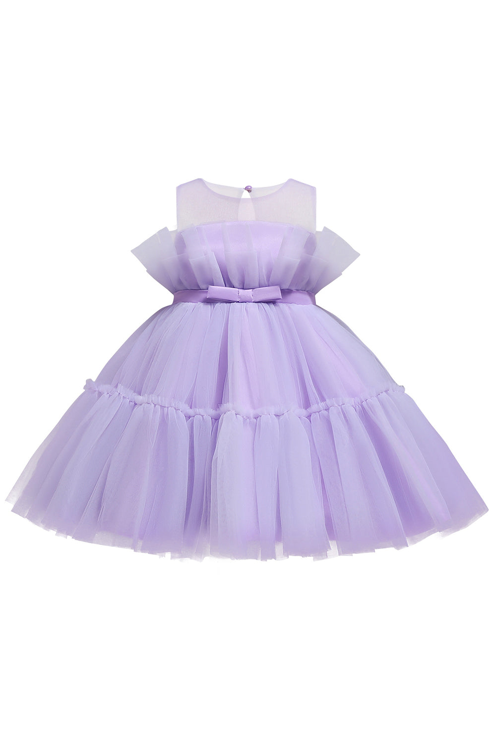 Robe de demoiselle d'honneur trapèze bleue en tulle avec nœud