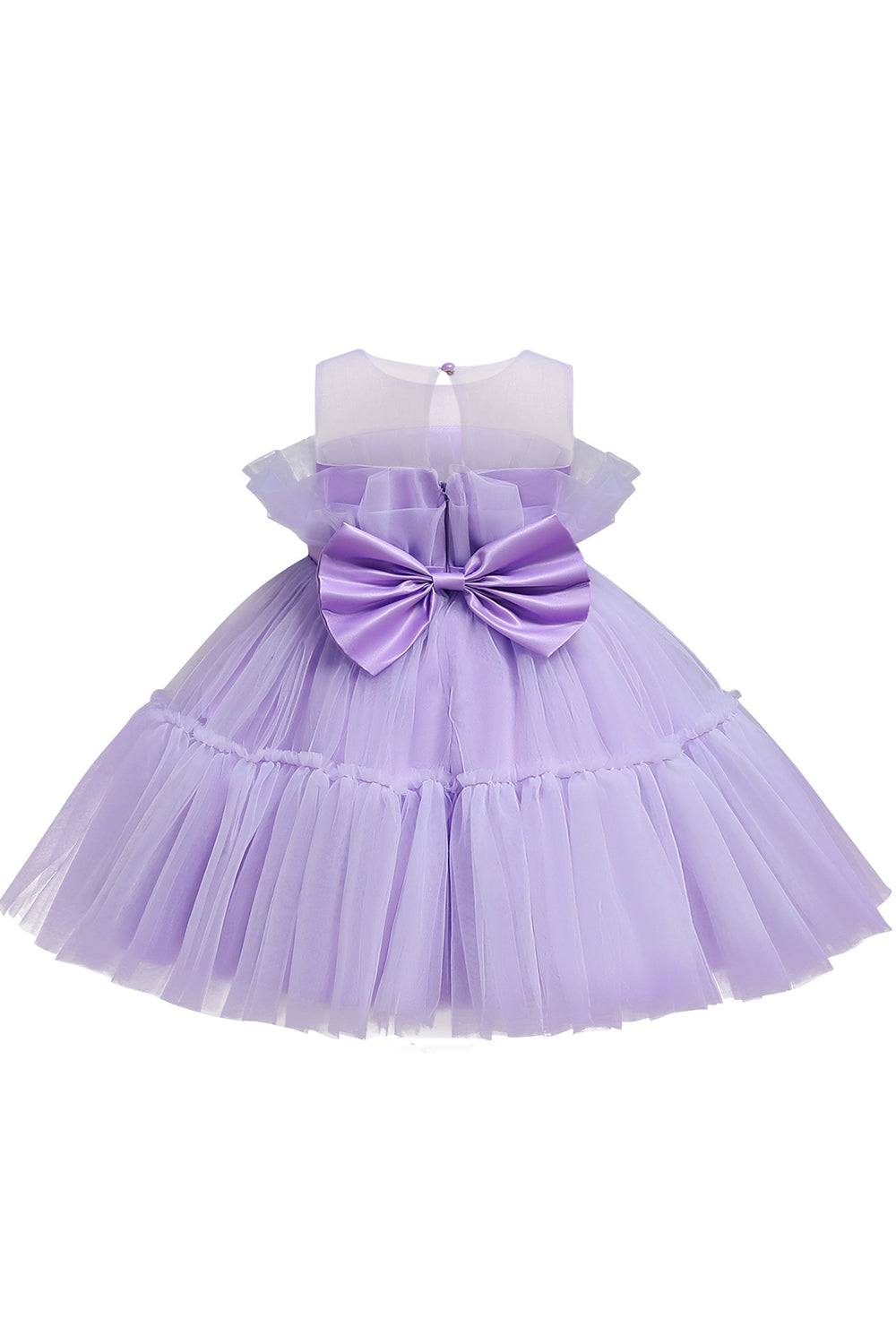 Robe de demoiselle d'honneur trapèze bleue en tulle avec nœud