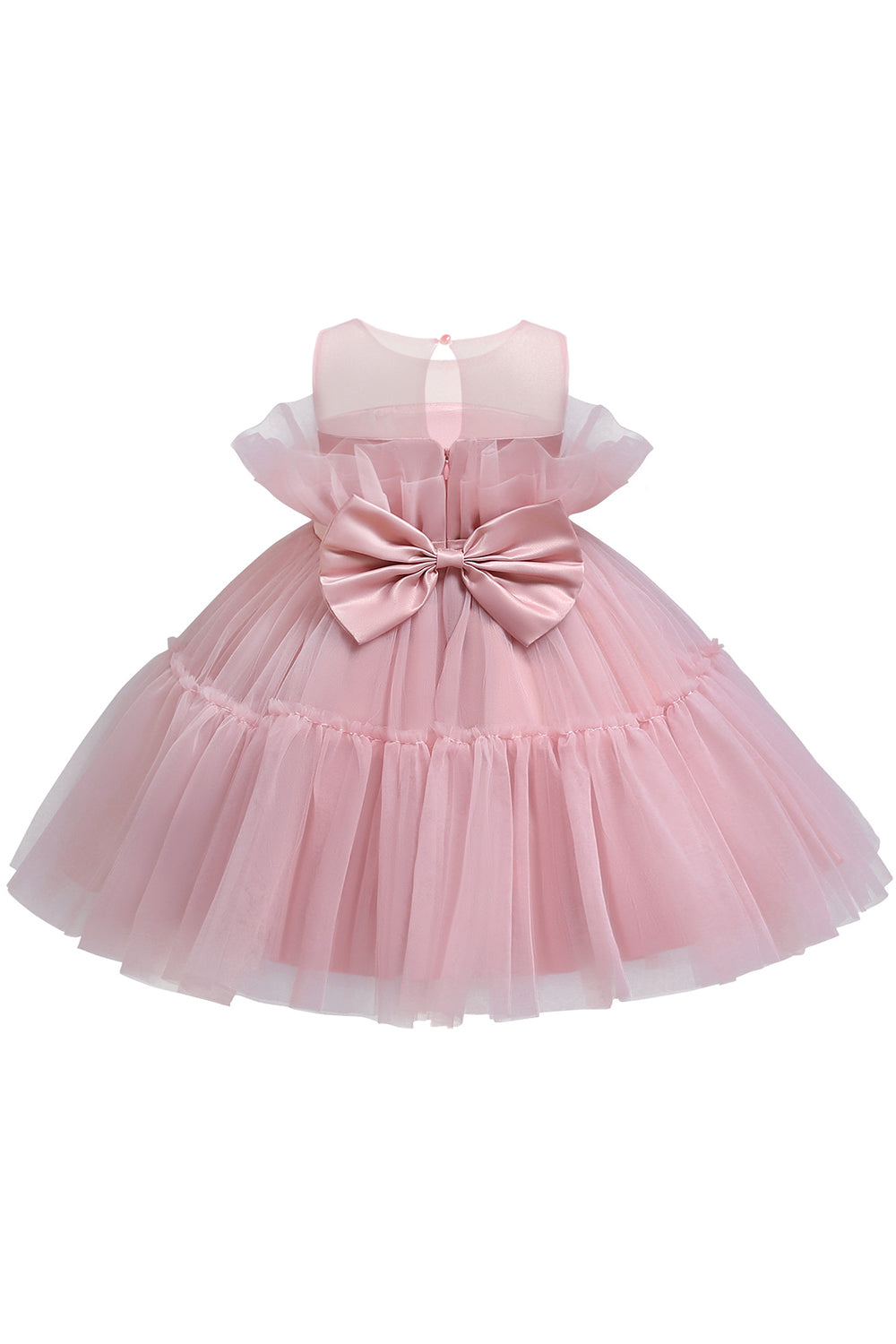 Robe de demoiselle d'honneur trapèze bleue en tulle avec nœud