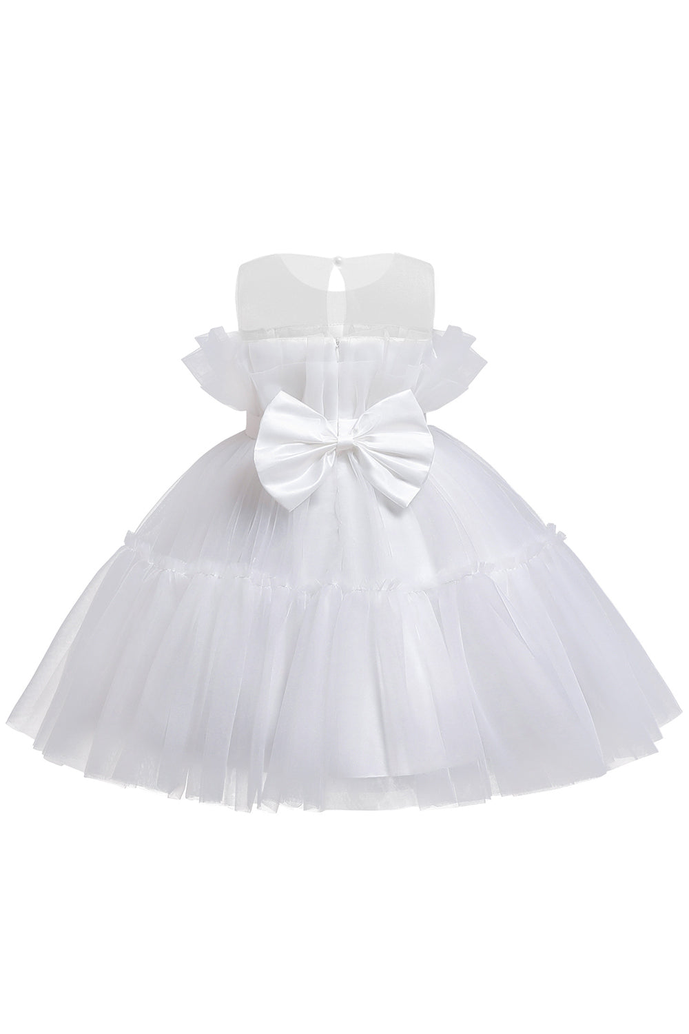 Robe de demoiselle d'honneur trapèze bleue en tulle avec nœud