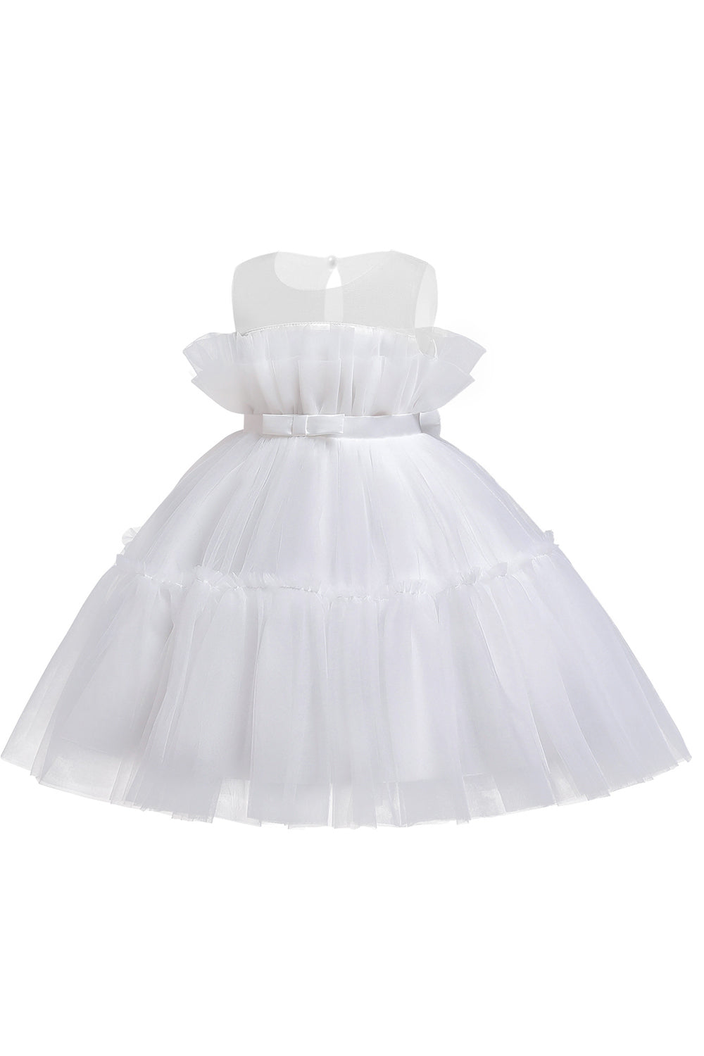 Robe de demoiselle d'honneur trapèze bleue en tulle avec nœud