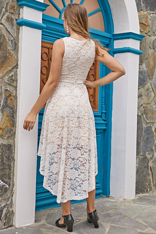 White and Champagne Lace Dress