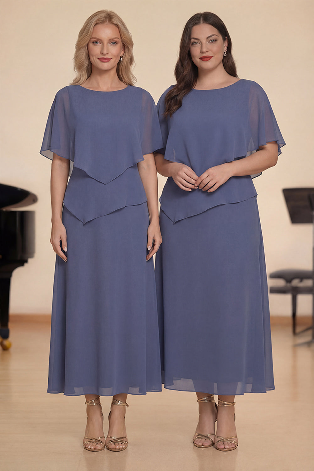 Sheath Stormy Chiffon Boat Neck Long Choir Dress
