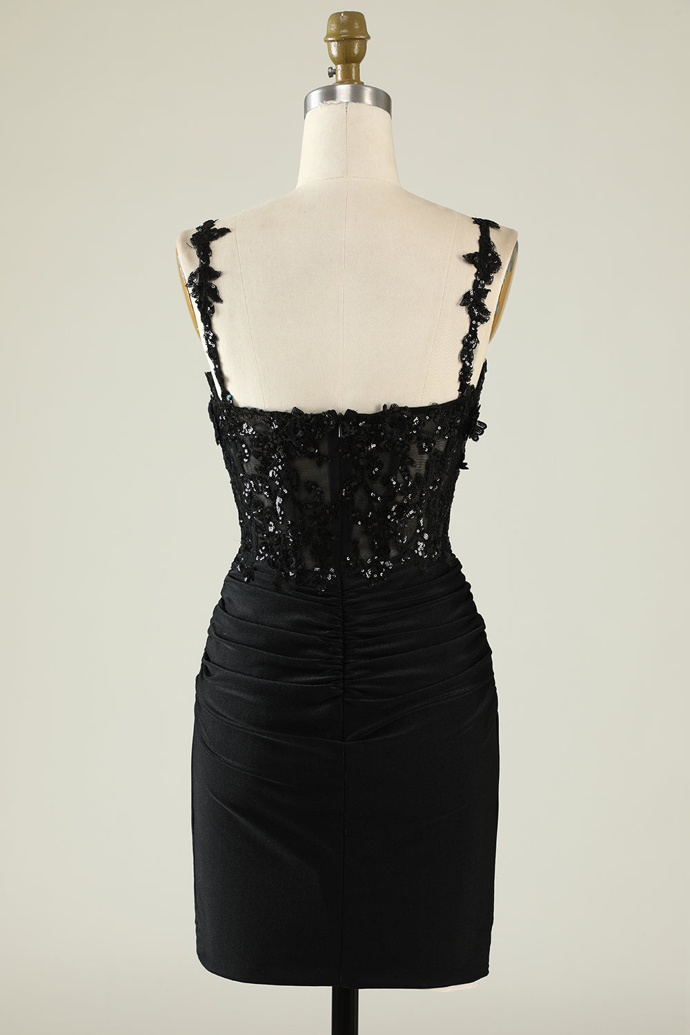 Robe de bal courte vert foncé à épaules dénudées avec appliques