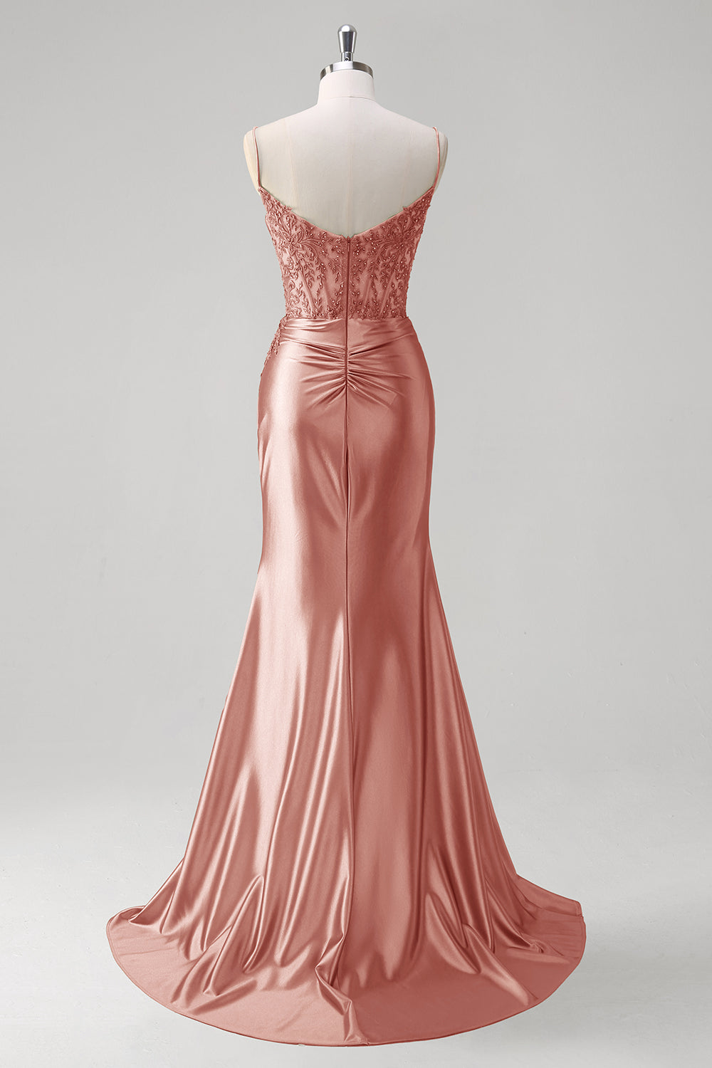 Robe de bal bustier plissée coupe sirène vert émeraude à fines bretelles