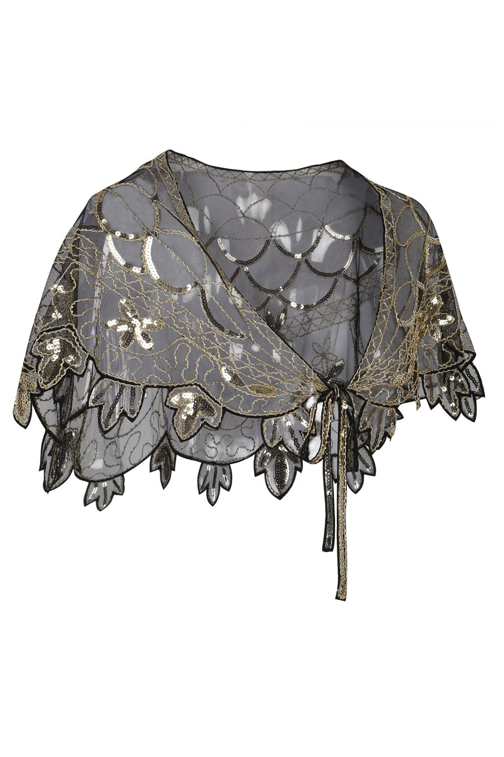 1920s Flower Sequin Women's Cape