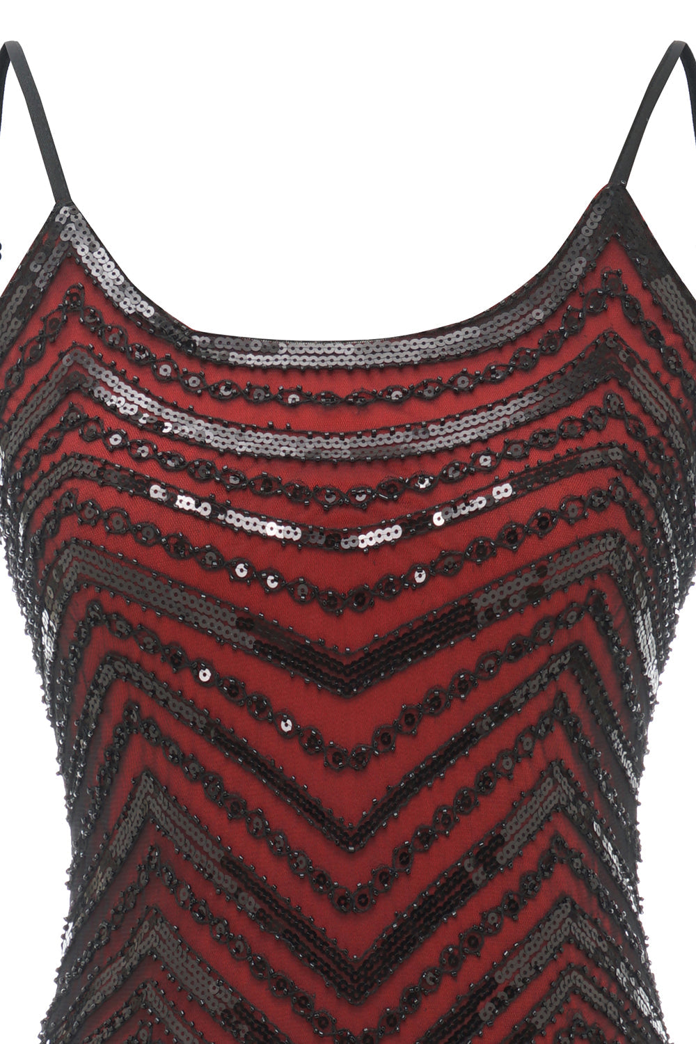 Robe noire et rouge à bretelles spaghetti style années 20
