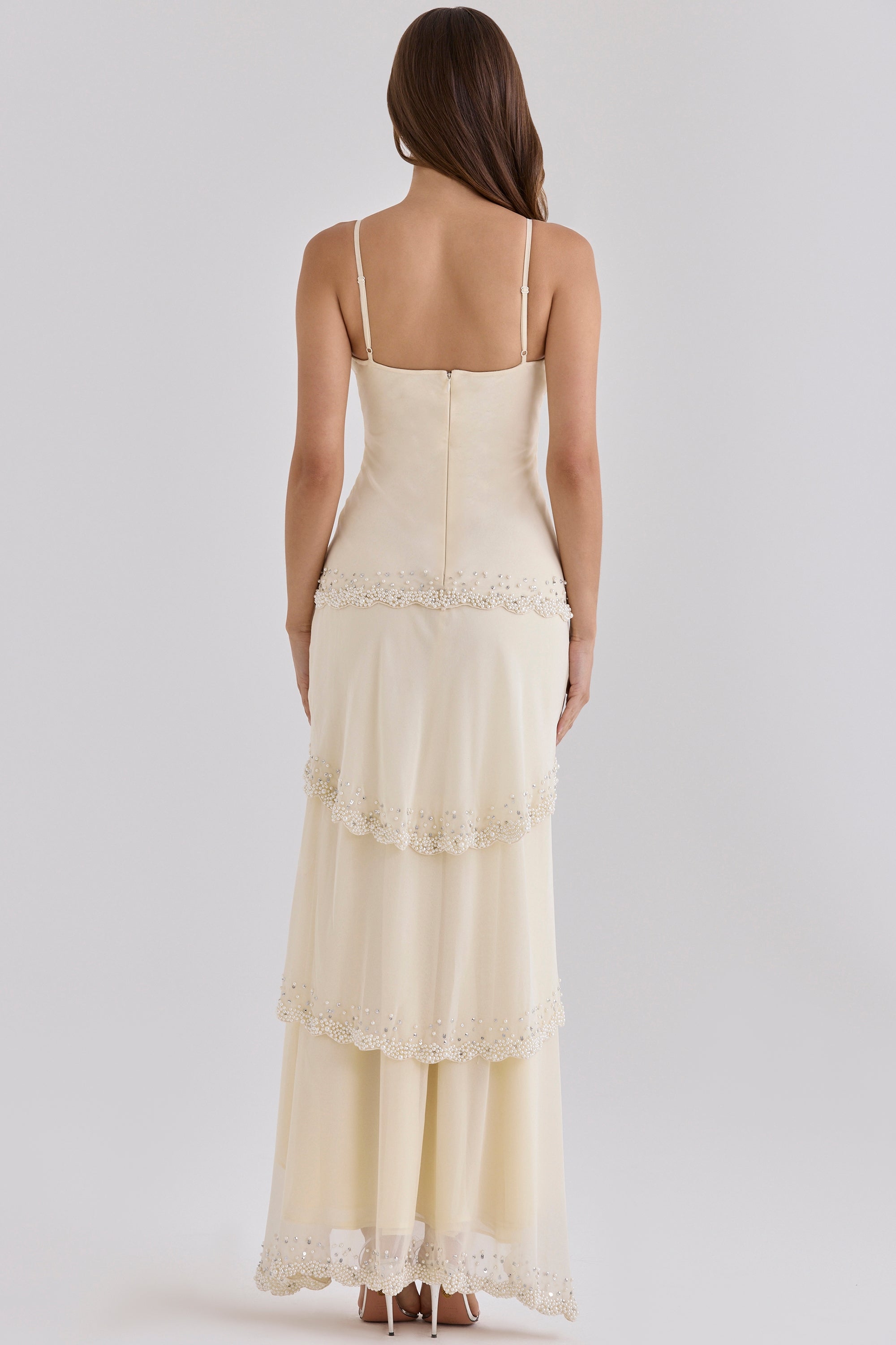 Muse Summer™ Sorelle Maxi Dress in Vanilla Georgette with Pearls | Limited Edition