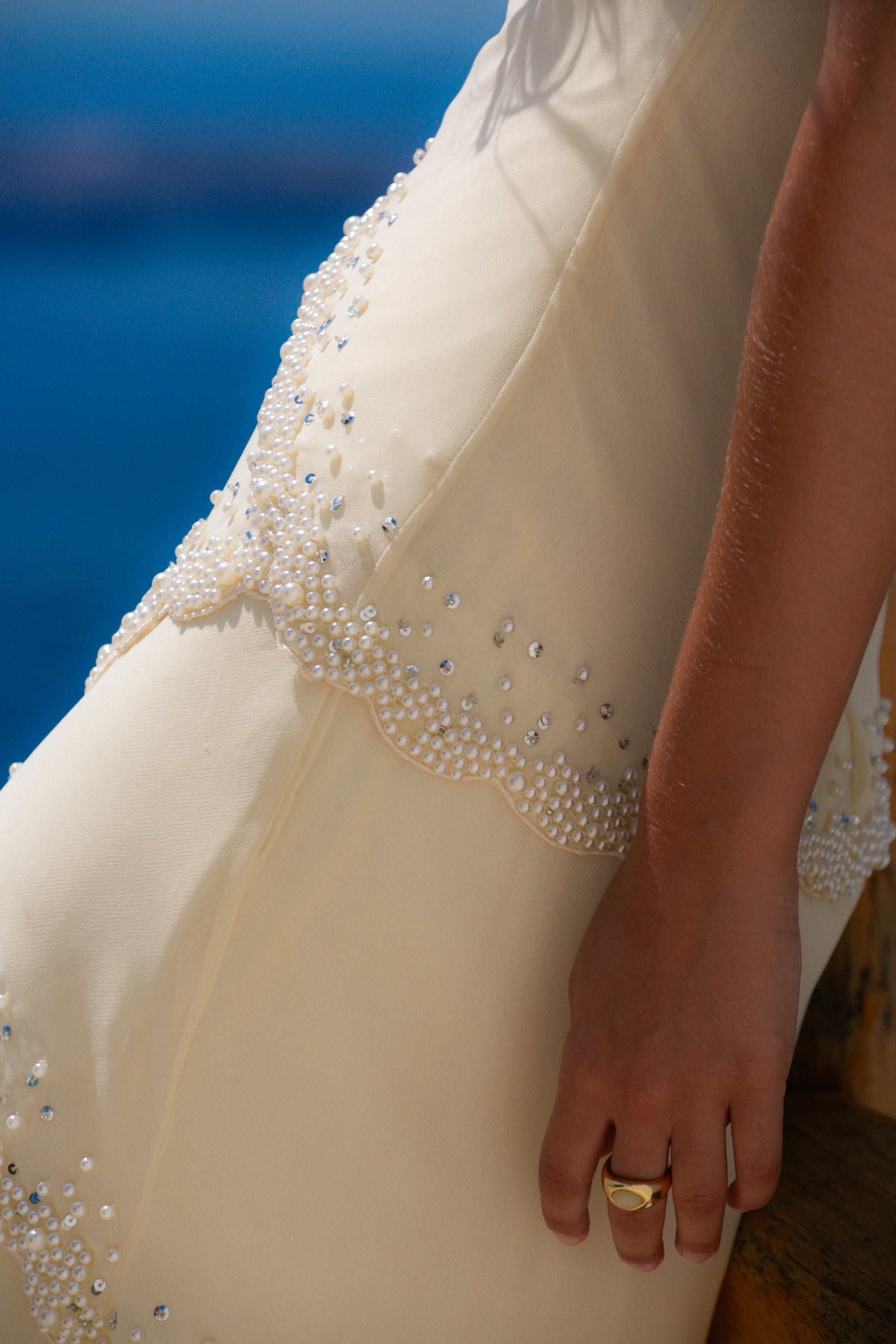 Muse Summer™ Sorelle Maxi Dress in Vanilla Georgette with Pearls | Limited Edition