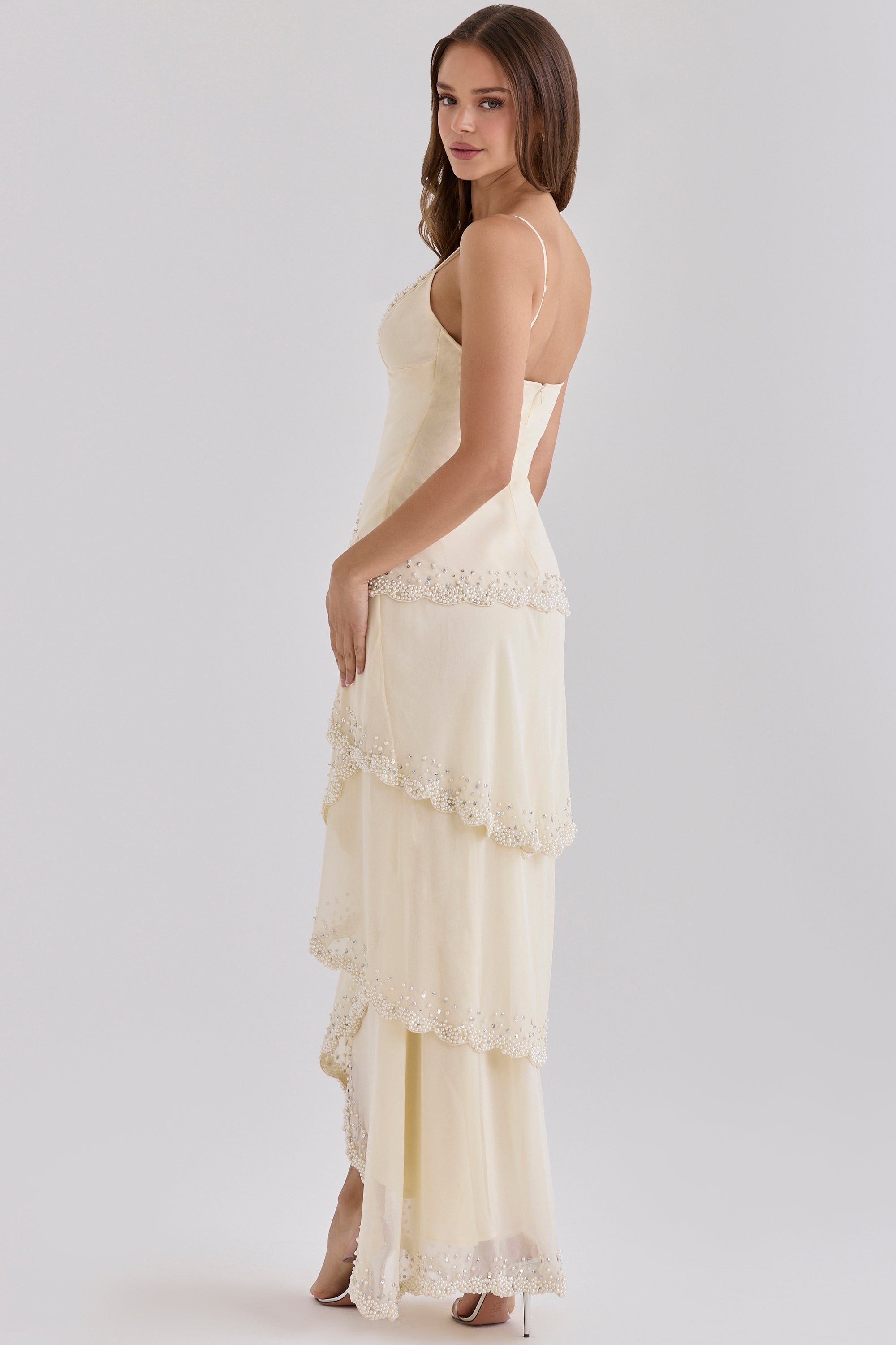 Muse Summer™ Sorelle Maxi Dress in Vanilla Georgette with Pearls | Limited Edition