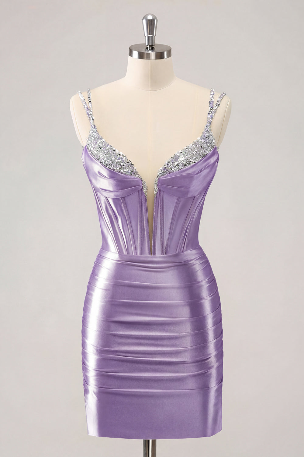 Golden Spaghetti Straps Bodycon Homecoming Dress with Sequins