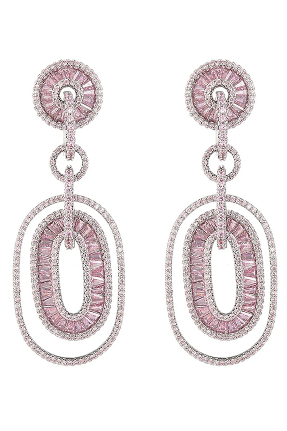 Aretes colgantes de fiesta con diamantes de imitación rosados brillantes