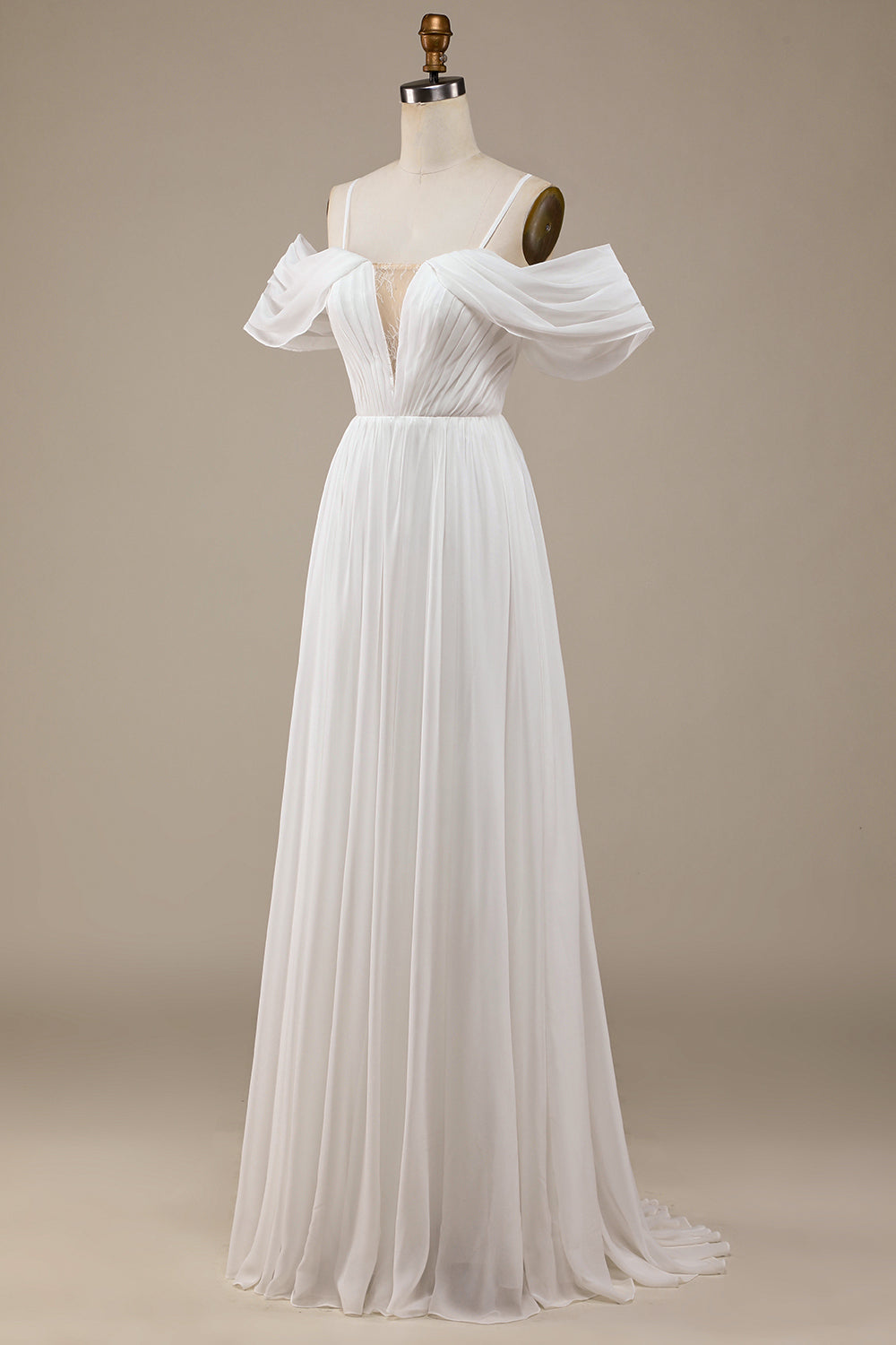 Robe de mariée bohème en mousseline froissée ivoire