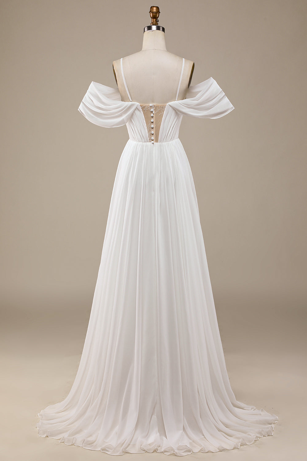 Robe de mariée bohème en mousseline froissée ivoire