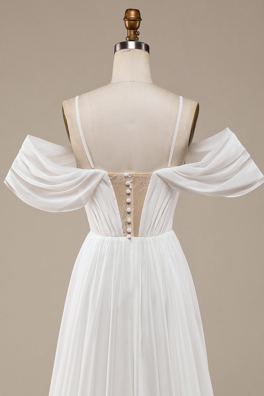 Robe de mariée bohème en mousseline froissée ivoire