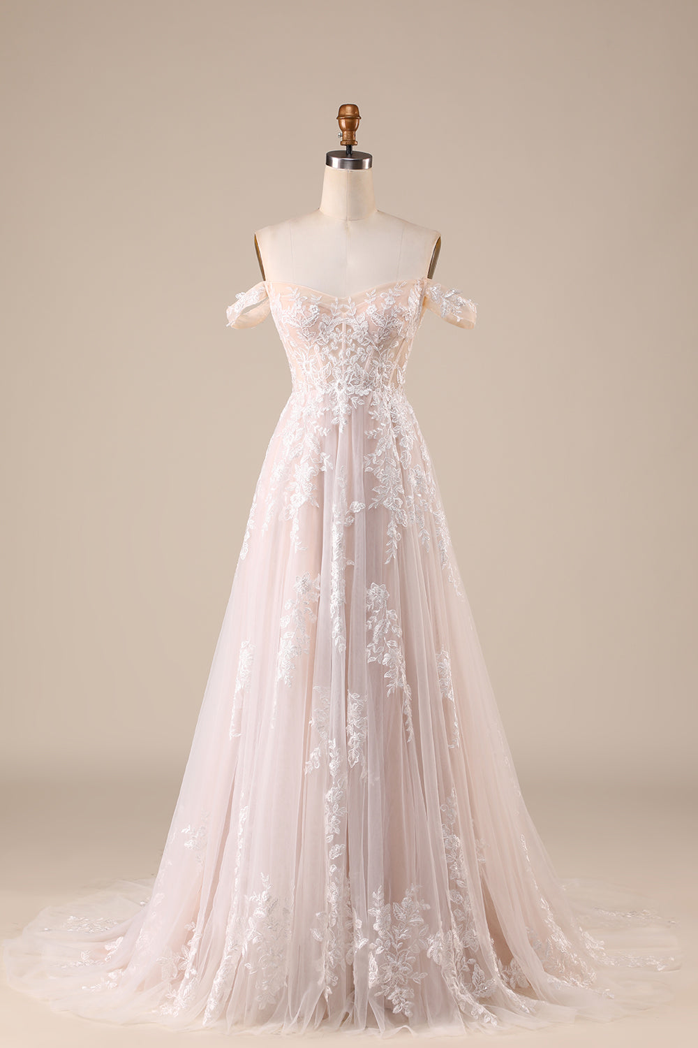 Robe de mariée bustier en tulle ivoire détachable épaules dénudées