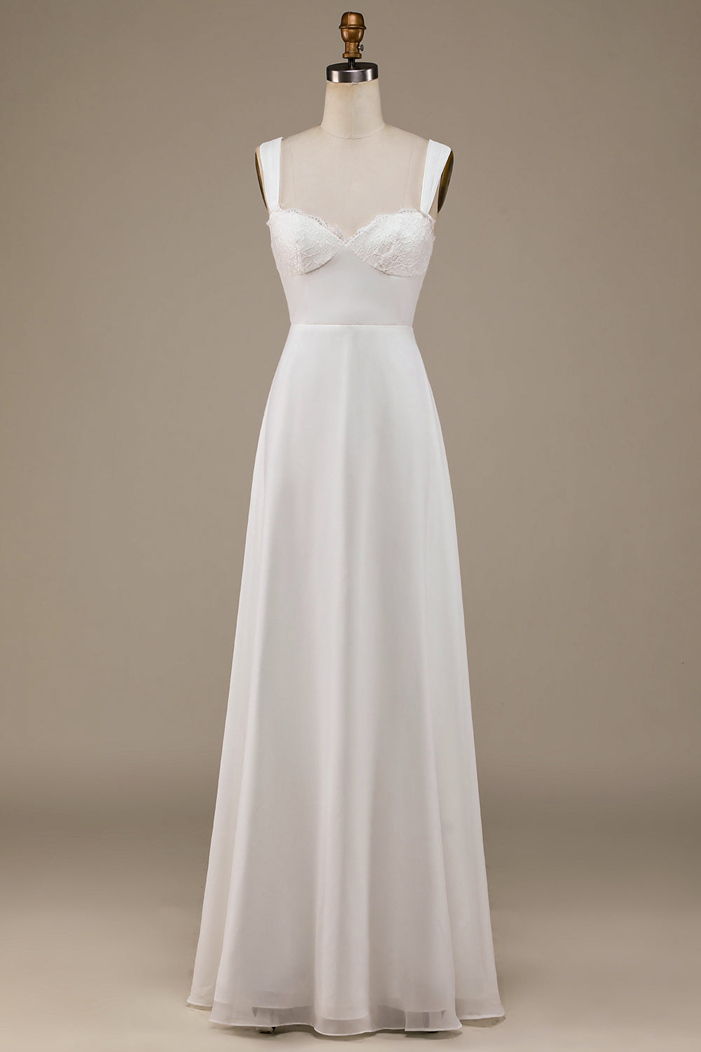 Robe de mariée bohème ivoire à encolure dégagée et en dentelle